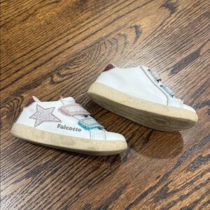 Falcotto Kids Sneakers with Blue and Pink Glitter Velcro Strap Size 22